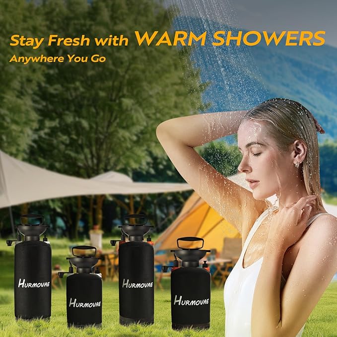 Portable Shower for Camping Beach Surfing &ampTravel 2.1Gallon (8L)10 Spray Modes Pressurized Beach Shower Camping Shower Surf Shower Portable Water Sprayer Nylon Insulated Sleeve Orange