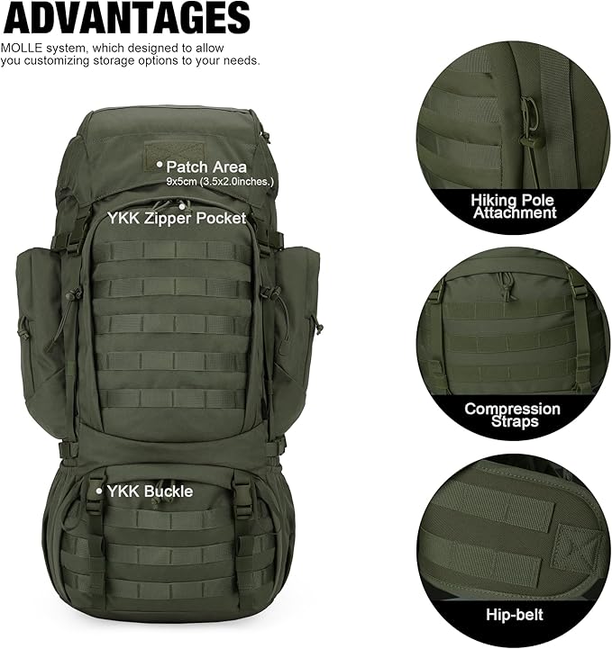 Mardingtop 60L Military Internal Frame Backpack for HikingCampingHuntingRucksack Backpack with Rain Cover