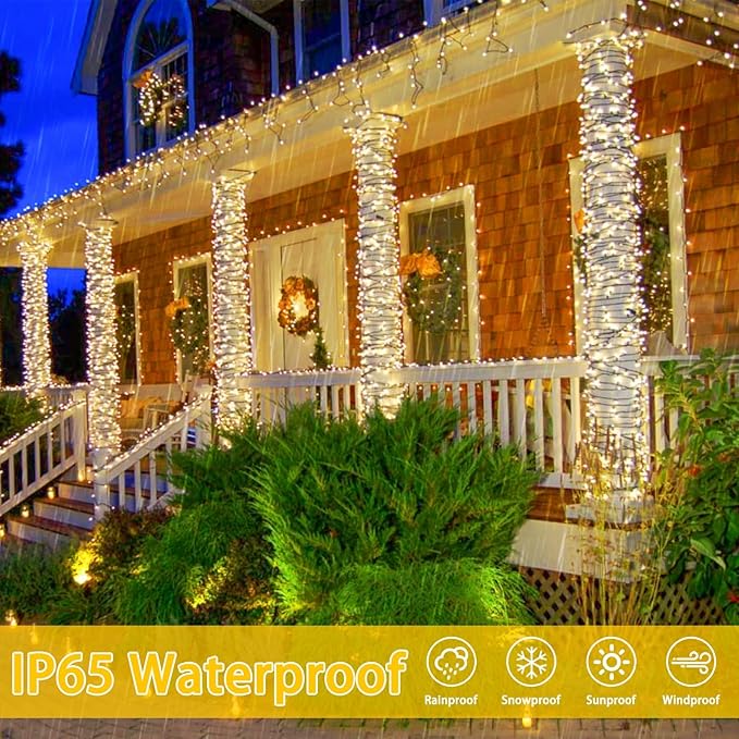 6 Pack Solar String Lights for Outside 285 FT Total 720 LED Solar Chrismas Lights Outdoor with 8 Modes &amp Memory Function Waterproof Twinkle Light for Xmas Tree Yard Party Decorations (Warm White