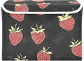 Storage Cube with Lid Cartoon Strawberry Print 16.5×12.6×11.8 IN 1 Pack Collapsible Large Capacity Foldable Storage Basket Bin Organizer