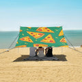 ALAZA Pizza Green Pattern Beach Tent Sun Shelter Portable Canopy Sunshade for Outdoor Camping Picnics Backyard Fun 10x9 ft