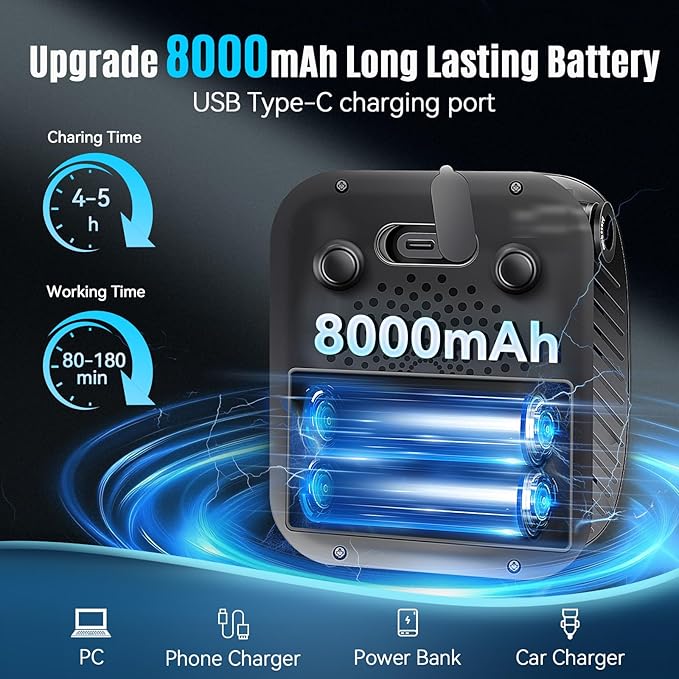 Upgraded Portable Shower with Heater 1500W Immersion Heated 8000mAh Rechargeable Camping Shower Pump with LED Display IPX8 Waterproof Lightweight Outdoor Shower Pump Kit for Hiking