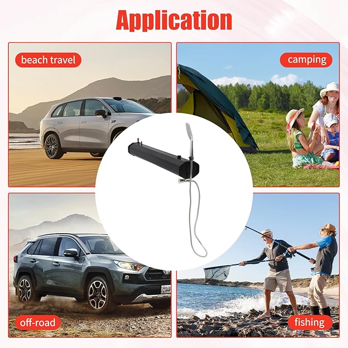 Portable Camping Shower 30L 7.93Gallon Roof Rack Mount Road Shower 140℉ Outdoor Activities Water Supply w/Shower Head for Surfing Beach Travel Camping &amp Off-Road