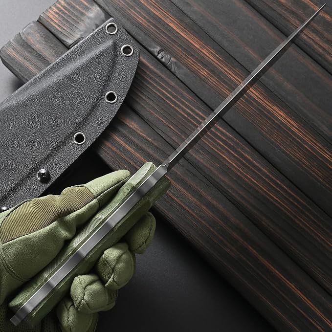 Sitivien ST30 Fixed Blade Knife Sleipner Brushed Steel Blade Micarta Handle Full Tang EDC Straight Knife for Camping Hunting Fishing(Green)