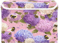 Storage Bins With Lid Stackable Fabric Closet Organizer Clothing Storage Large Boxes For Closet Shelves Bedroom Purple Bees and Hydrangeas