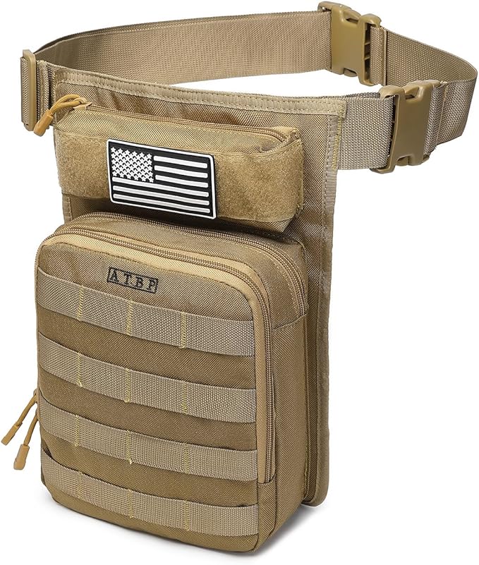 ATBP Motorcycle Tactical Drop Leg Thigh Bag with Holster Handgun Firearm Pistol Bag for Men Hunting Shooting Range Additional 3 Magazine Storage Slots