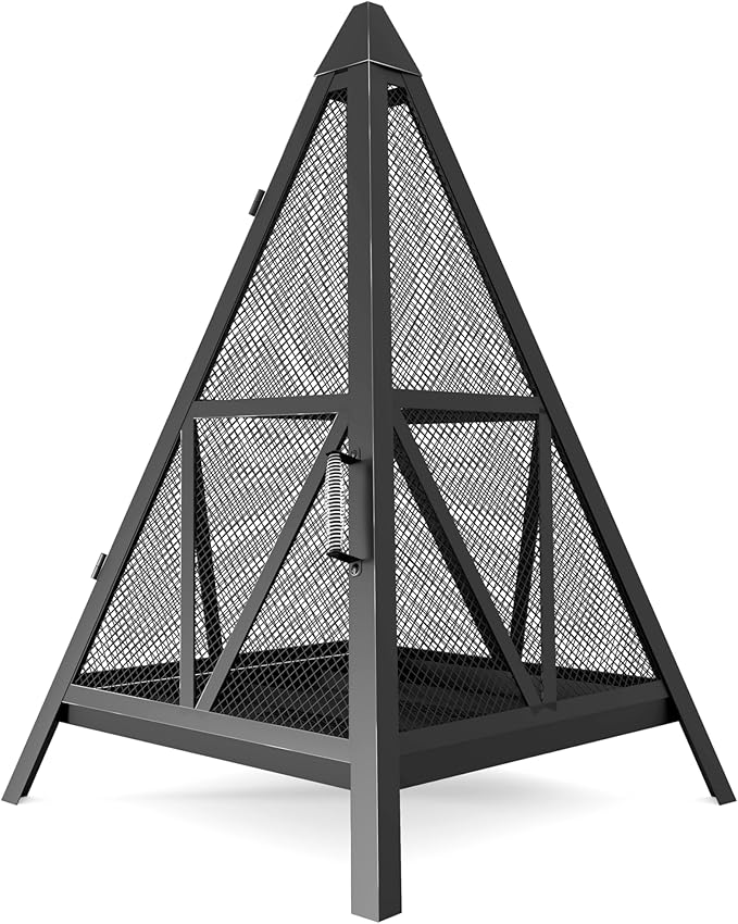 Kingson Pyramid Fire Pit Heavy-Duty Steel Smokeless Wood Burning Fire Bowl for Outdoor Patio Garden Backyard Bohemian &amp Meditation Decor