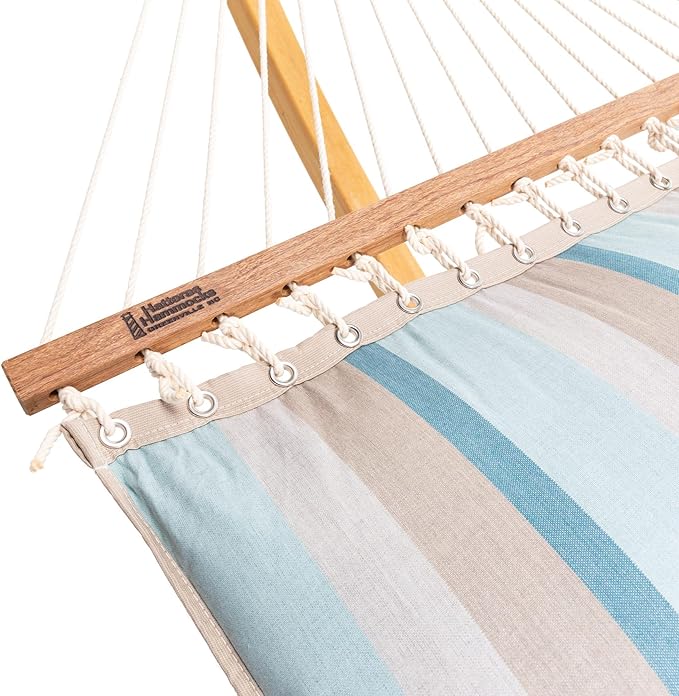Hatteras Hammocks Gateway Mist Sunbrella Pillowtop Hammock with Free Extension Chains &amp Tree Hooks Handcrafted in The USA Accommodates 2 People 450 LB Weight Capacity 13 ft. x 55 in.