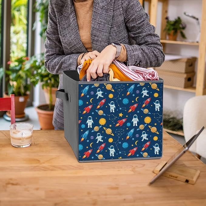 Convenient Closet Organizer Bins Outer Space Pattern Foldable Storage Cubes for Clothes Shoes Neat Storage Solution