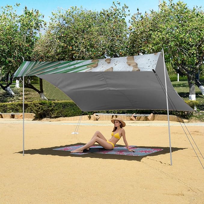 ALAZA Starfish Summer Beach Palm Sand Beach Tent Sun Shelter Portable Canopy Sunshade for Outdoor Camping Picnics Backyard Fun 10x9 ft