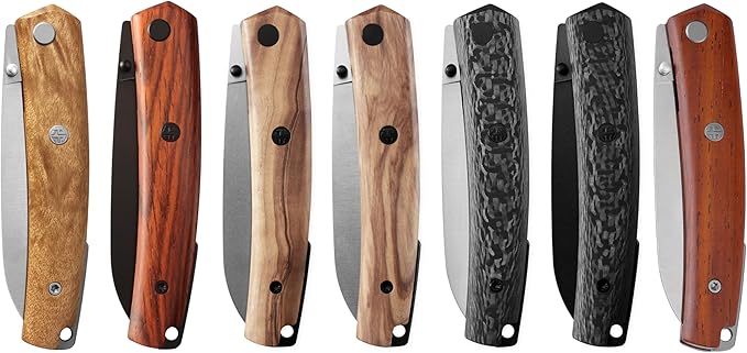 Petrified fish PF719 Folding Knife3.38 14C28N Steel Blade G10 Handle Thumb Stud Liner lock Pocket knife (Cocobolo Wood Satin)