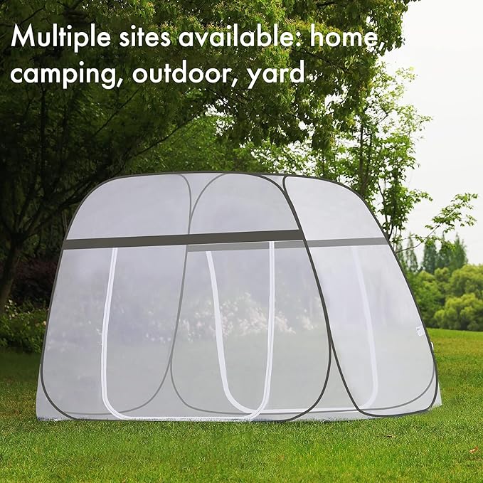 Pop-Up Mosquito Net Tent King Size Portable Folding Mosquito Net with Bottom for Bedroom &amp Outdoor Camping Double Zipper Doors Breathable Honeycomb Mesh Travel Bug Net for Family