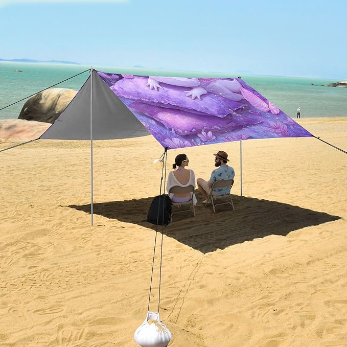 ALAZA Salamander Pillow Crown Pattern Beach Tent Sun Shelter Portable Canopy Sunshade for Outdoor Camping Picnics Backyard Fun 10x9 ft