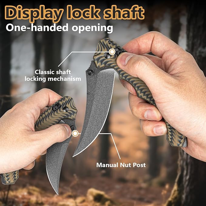 Folding Knife for Men: D2 Steel Blade &amp Carbon Fiber Handle for Hiking Travel and Everyday Carry (EDC) Ergonomic Streamlined Design