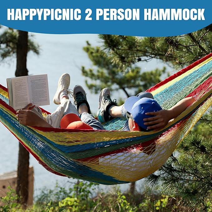 Handwoven Mayan Hammock - Portable Family Size With Carry Bag Multi-Color for Travel Camping Backyard Porch Outdoor or Indoor Use (Colorful)