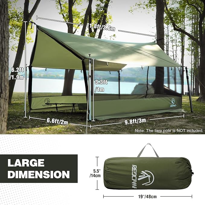 REDCAMP Large Hammock Hot Tent with Stove Jack Waterproof &amp Windproof Winter Wall Tent with Snow Skirt Ultralight 4 Season Tents for Camping Hiking Bushcraft Backpacking Hunting