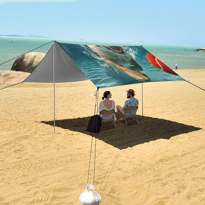 ALAZA Dog Plays Tennis Beach Tent Sun Shelter Portable Canopy Sunshade for Outdoor Camping Picnics Backyard Fun 10x9 ft