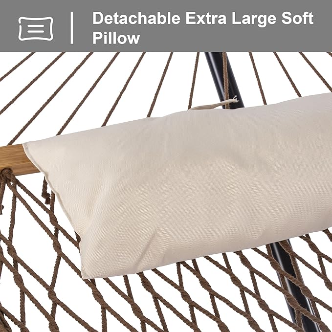 SUNCREAT Portable Hammock with StandHeavy Duty Standing Hammock 450 lbs Capacity Brown