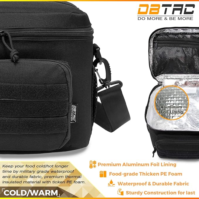 DBTAC Tactical Large Shoulder Chest Pack with Sling + Tactical Lunch Bag (Black)