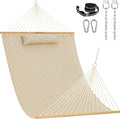 Lazy Daze Hammocks 12 FT Sunbrella Fabric Hammock not Fading with Spreader Bars and Free Pillow Fits for 2 Persons All Weather and Fade Resistant for Patio Yard 450 lbs Capacity Meander Wren