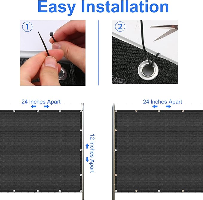 Black 4' x 8' Fence Privacy Screen Commercial Outdoor Backyard Shade Windscreen Mesh Fabric