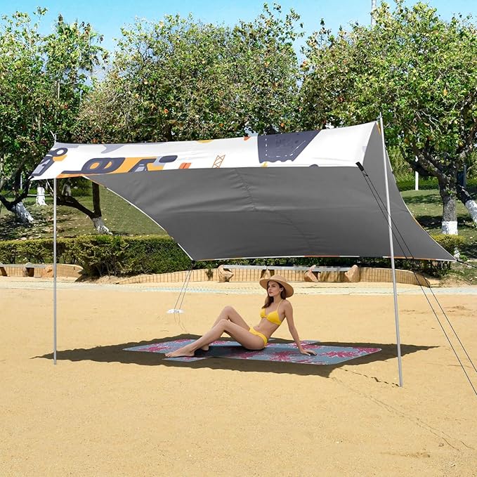 ALAZA Cute Carttoon Construction Cars Beach Tent Sun Shelter Portable Canopy Sunshade for Outdoor Camping Picnics Backyard Fun 10x9 ft