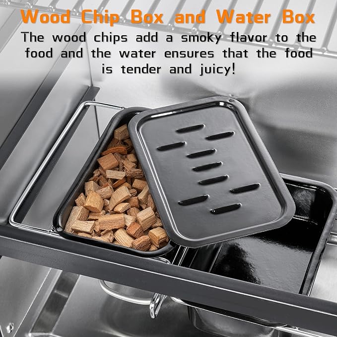 Large Vertical Electric Smoker Grill – 633 sq in | 4-Rack BBQ Smoker with Built-in Meat Probe Wood Chip Loader &ampWeather-Resistant Cover – Perfect for Steak Fish Ribs (Black)