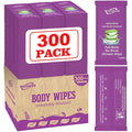 300 Pack Body Wipes Individually Wrapped(8 x 9.5)Shower Wipes for Adults Bathing No RinsePersonal Cleansing Wipes for Travel GymBulk Deodorant for Homeless