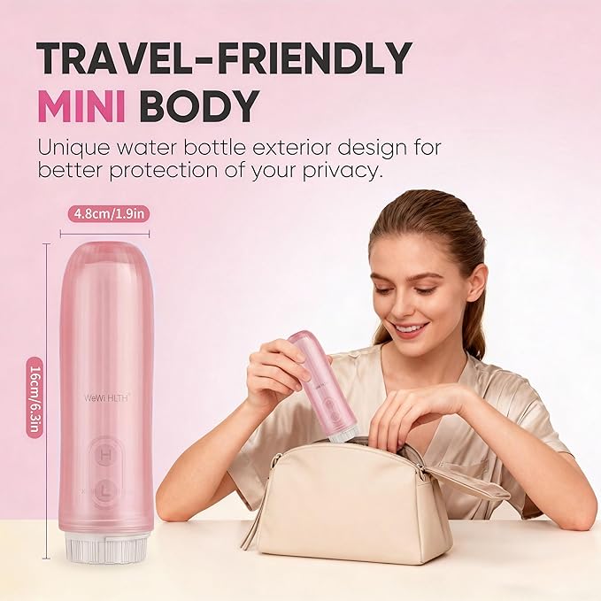 Portable Electric Bidet Sprayer - Handheld Travel Bidet with 2 Pressure Modes - Waterproof Foldable Pocket-Sized &amp Cordless for Bathroom Ultimate Personal Hygiene Cleaning at Home and Camping - Pi