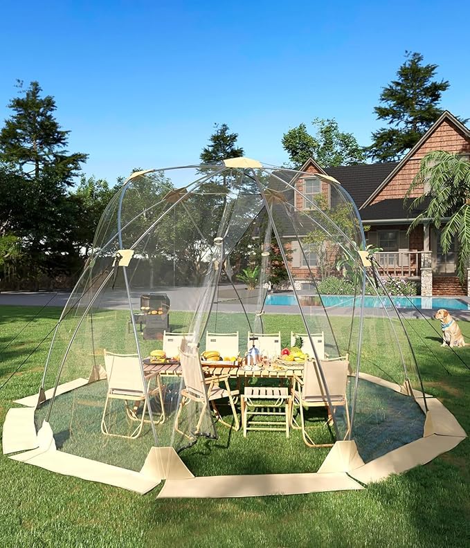 12X12 FT Pop Up Bubble Tent 6-8 Person Coldproof &amp Windproof Outdoor Bubble Tent for Camping Backyard Events and Beach
