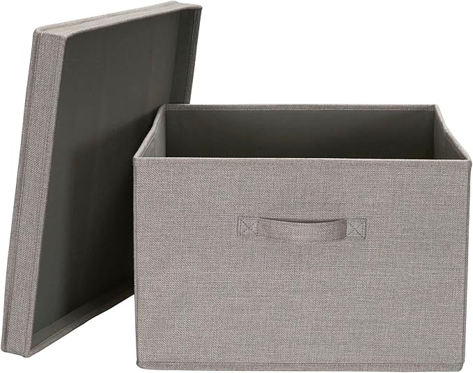 Household Essentials Jumbo Fabric Storage Bins 2 Pack Sturdy Sides and Reinforced Bottom Luxe Fabric Poly Linen Gray