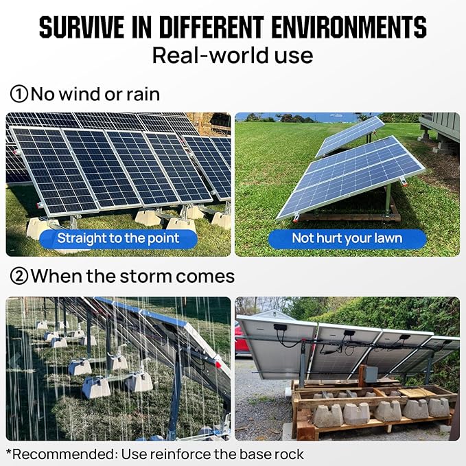 ECO-WORTHY Solar Ground Mount Adjustable Solar Panel Mounting Brackets System for 5pcs 400W/6pcs 300W/8pcs 200W Solar Panels Ideal for Large - Scale InstallationsSitesSheds and Farms Ground Mount