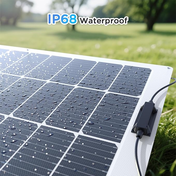 400W Flexible Solar Panel Set (4x100W) Cool-Running White Design Heavy-Duty ETFE Solar Array Weatherproof Power Solution for Catamaran Large RV and Shed