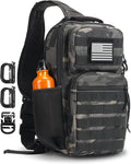 Rover Sling Pack Tactical Shoulder Sling Bag Backpack with Bottle Holder Crossbody Chest Bag Black Camo
