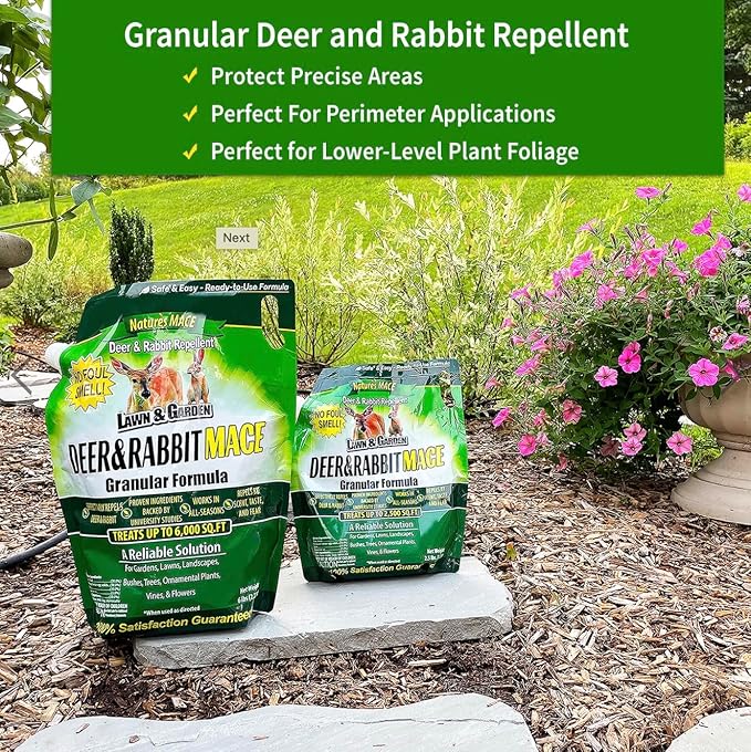 Nature's Mace Deer &amp Rabbit Repellent 25 Pound Bag Repel Deer from Your Home Garden Deterrent Safe to use Around Children Plants Produce Protect Your Garden Instantly Plant Safe