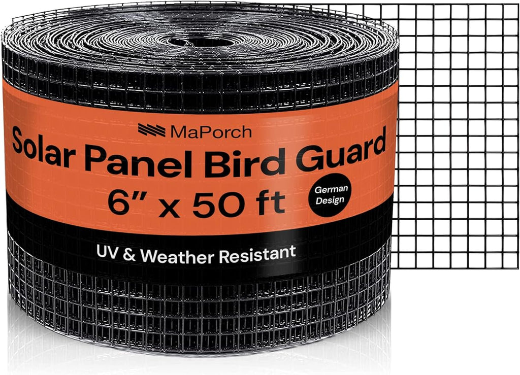 MaPorch Solar Panel Squirrel Netting - PVC Coated Galvanized Steel Mesh - 6 in x 50 ft Black Under Fence Barrier Mesh - Squirrel Wire Guard &amp Bird Netting Solar Panel Protection &amp Garden Fen