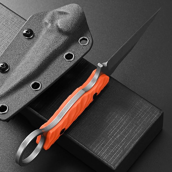 Gtkii GTK341 Fixed Blade Knife K110 Steel Blade G10 Handle Full Tang EDC Tool Knifes for Outdoor Camping Adventure(Orange)