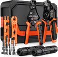 SOMELINE Solar Connector Crimping Tool Kit 14 12 10 AWG Ratchet Wire Crimper 15 Pairs Solar Panel Connectors Wrenches and Automatic Solar Wire Stripper for Solar Panel Cable Assembly