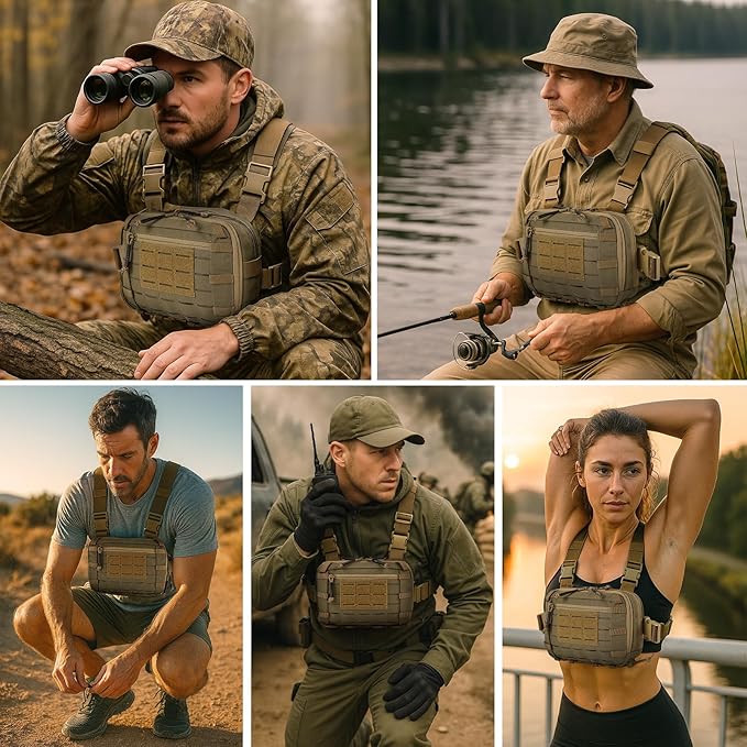 Tactical Chest Pack EDC Chest Bag 2L Utility Molle Chest Rig Pouch with CCW Compartment Adjustable Strap Outdoor