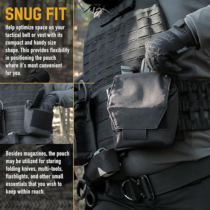WYNEX Tactical Molle GP Pouch Utility EDC Pouch with Two Mag Insert Small Tool Pouches Organizer Compact Multi-Purpose Waist Bag for Belt Vest