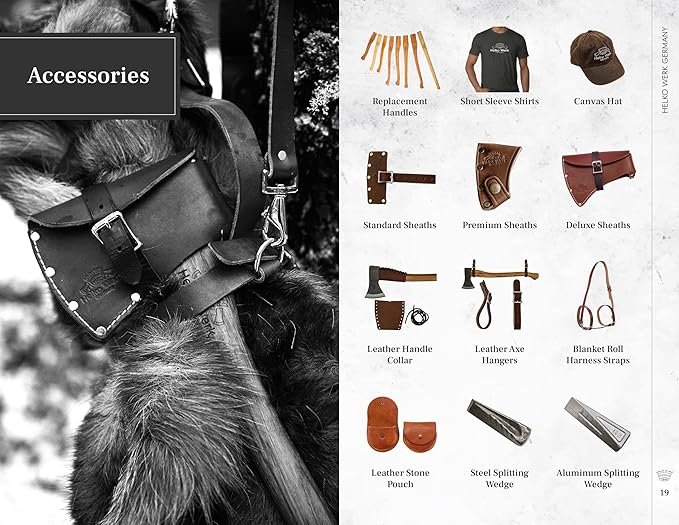 1844 Helko Werk Germany Leather Axe Sheath - Brown Leather Single Compartment 36 Inches Open Top