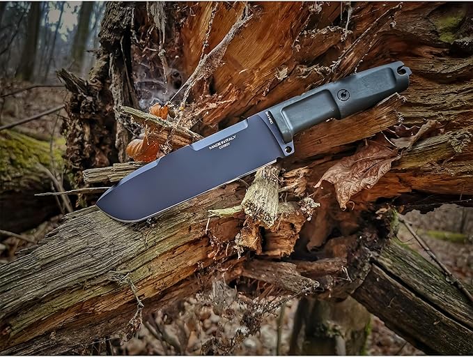 Extrema Ratio - Ontos II S600 (BLACK) Fixed Blade Knife S600 steel blade hardened to 58 HRC black burnished finish paracord-wrapped handle rear striking pommel handcrafted in Italy