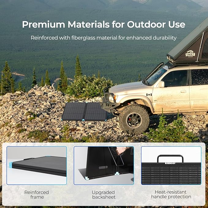 Renogy 100 Watt Solar Panel Suitcase N-Type 100W Portable Foldable Solar Panels 25% High Efficiency with 19% Lighter Fast Setup with Kickstands IP67 Waterproof for RV Camping Off-Grid Blackouts