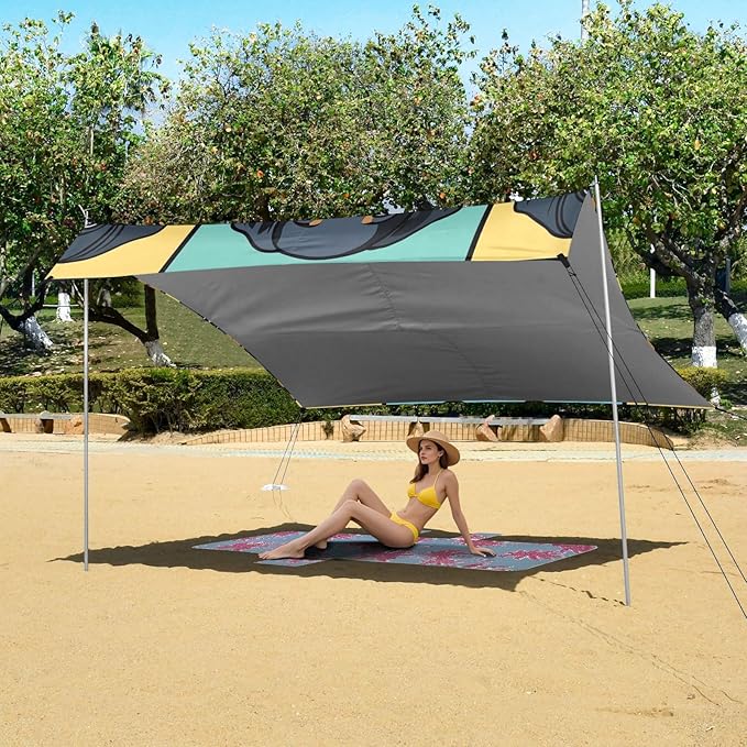 ALAZA Cute Dachshund Puppy Dog Beach Tent Sun Shelter Portable Canopy Sunshade for Outdoor Camping Picnics Backyard Fun 10x9 ft