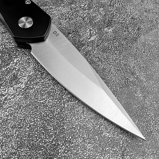 6.89 Inch Manual Open Outdoor Folding Knife D2 Clip Point Blade Black T6-6061 Aviation Aluminum Handle With Pocket Clip Hunting Survival Everyday Carry Knives