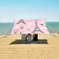 ALAZA Paris Eiffel Tower Hot Air Balloon Pink Beach Tent Sun Shelter Portable Canopy Sunshade for Outdoor Camping Picnics Backyard Fun 10x9 ft