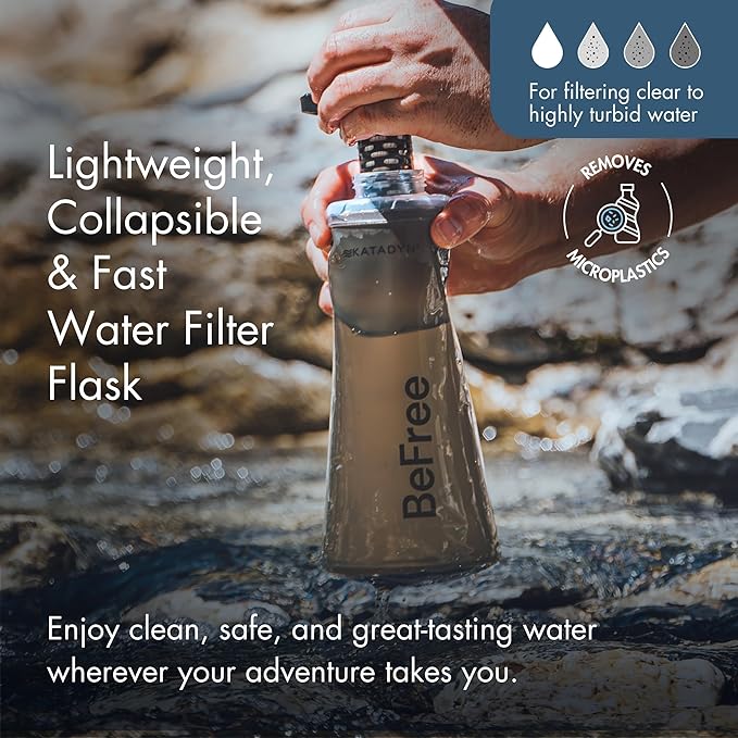 Katadyn BeFree 1.0L Ultralight Collapsible Water Filter Bottle for Hiking Camping Backpacking