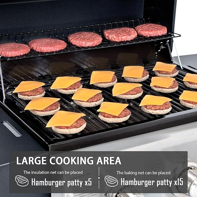 MASTER COOK 3 Burner BBQ Propane Gas Grill 472 Sq. In. Cooking Area 30000 BTU Stainless Steel Barbecue Grill with Two Foldable Shelves for Outdoor Patio Backyard