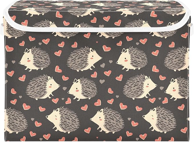 MNSRUU Containers Baskets with Lids Lovely Hedgehog Foldable Storage Bins Organizer with Lid Collapsible Storage Boxes for Home Bedroom Closet Office