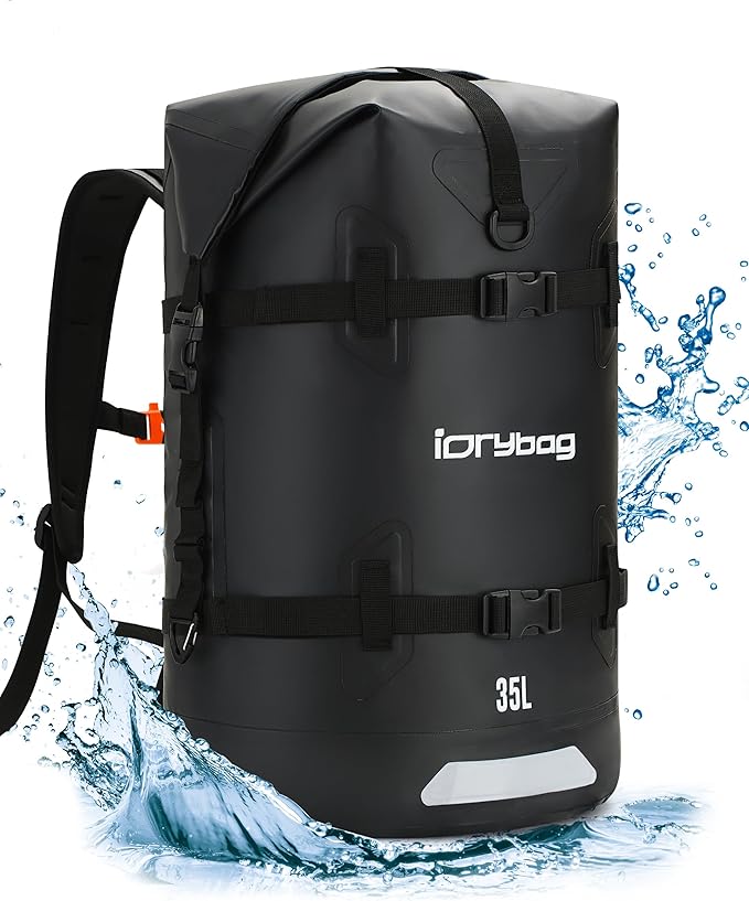 IDRYBAG Waterproof Backpack for Travel Kayaking Boating Swimming Floating Paddle Boarding - Submersible Dry Bag 35L/55L/85L